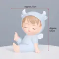 Adorabile statuina per torta a forma di bambino angelo mucca in resina azzurro chiaro - Angelo Mucca Neonato