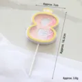Pink glitter number 8 cake topper with yellow crown, approx 16.3cm height - Number 8 / Pink