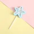 Topper per torta a stella blu chiaro con paillettes e scritta Happy Birthday - Stella Brillantinata - Blu