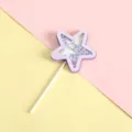 Decorazione per torta a forma di stella viola con paillettes per feste di compleanno - Stella Brillantinata - Viola