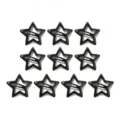 Set premium di dieci fermagli a stella neri traforati in metallo per lo styling frangia - Stella a Cinque Punte (3.2CM) / Confezione da 10 / Nero