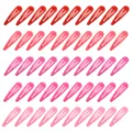 Set mit 50 roten und pinken tropfenförmigen Snap-Haarspangen für Damen und Mädchen - 50 Stück/Packung / Rot Serie