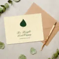 Elegante tarjeta de felicitación vintage crema con diseño de hoja y sobre de kraft - Brillante Y Feliz (561#-6)
