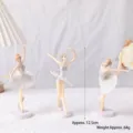 Set van 3 elegante witte balletdanseres beeldjes voor taartversiering, 12,5 cm hoog - Set van 3 / Wit