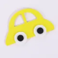 Schattige gele cartoon auto taarttopper van zacht EVA-schuim voor kinderfeestjes - Geel Auto