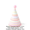 Sombrero de fiesta a rayas pastel con pompón de peluche rosa para cumpleaños - Gorro de Rayas de Colores Con Pompon
