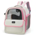 Sac à dos transparent et respirant pour animaux avec filet latéral et bretelles pour les voyages. - Rose