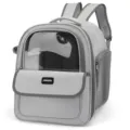 Sac à dos gris pour animaux avec fenêtre transparente et côtés en filet pour chats. - Gris