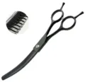 Black curved pet grooming thinning scissors for dogs, professional pet hair cutting tool. - 7" Black Curved Grooming Thinning Shears