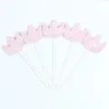 Lichtroze glitter stoffen kroon taarttoppers voor verjaardagsdecoratie, set van 5 - Kroon / 5 Stuks / Lichtroze