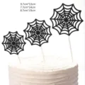 Set van drie zwarte spinnenweb taarttoppers in verschillende maten voor Halloween decoratie - Zwart Spinnenweb / Set van 3