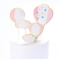 Taarttopper set met luchtballon en wolken voor verjaardagsfeest decoratie - Roze Luchtballon Wolk Set / Set van 5 stuks