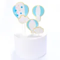Blauwe en witte luchtballon en wolk taarttoppers voor verjaardagsfeest decoratie - Blauw Luchtballon Wolk Set / Set van 5 stuks