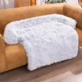 Lit canapé moelleux en peluche pour chien et chat, tapis de protection hiver chaud. - S 95*80*15 / Coins arrondis - Fond café anti-griffes - Lavable