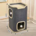 Arbre à chat fermé chaud d'hiver avec griffoirs en sisal et coussins en peluche pour chats. - 2 Couches
