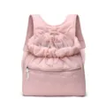 Sac à dos pour animal matelassé rose avec cordon en mesh respirant et poche avant pour chat - Sac de transport pour animaux à pois roses