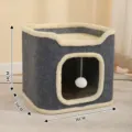Maison pour chat chaude d'hiver avec griffoir cube fermé villa confortable pour animaux - Une Couche
