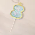 Blue glitter number 8 cake topper with gold crown for birthday party - Number 8 / Blue