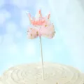 Glittering pink crown cake topper with a sequins fill and polka dot mesh bow decoration - Deep Pink Crown With Sequin Bow