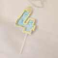 Blue number 4 cake topper with gold crown and heart sequins for birthday party decor - Number 4 / Blue