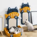 Cute cat scratching board detail, sisal vertical and wall-hanging design with cozy bed. - Vertical Cat Beds / Navy Blue