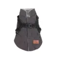 Manteau d'hiver matelassé gris pour chien avec harnais intégré, doublure polaire chaude. - S / Noir et Gris