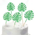 Tropische groene monstera blad taarttoppers voor zomerse feestversiering. - Monstera Blad Stijl / Set van 5 / Lichtgroen