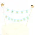 Elegante lichtblauwe Happy Birthday taarttopper slinger met gouden sterrendecoratie - HB Bronzing Banner / Blauw