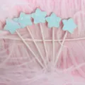 Glanzende lichtblauwe ster taarttoppers ideaal voor verjaardagsfeestjes en evenementen - Effen Blauw Ster (Set van 5)