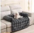 Winter warm plush pet sofa mat, soft furry dog bed cover for small cats and dogs cosy. - 94*85*16 / Tie-Dye Dark Grey
