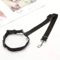 Sangle de sécurité noire pour voiture d'animal de compagnie avec boucle métallique réglable. - Noir