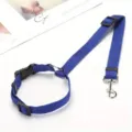 Ceinture de securite pour animal de compagnie en bleu sangle reglable avec crochet en metal. - Bleu
