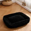 Lit pour animal en velours cotele noir epaissi vue detaillee, coussin chaud chat chien. - XS-40X30 / Noir