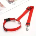 Laisse de ceinture de sécurité pour chien en nylon rouge avec crochet en métal et boucle solide. - Rouge