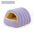 Panier pour chat violet chaud sac de couchage doux pour petit chien - L / Lit fermé en velours côtelé - Violet doux