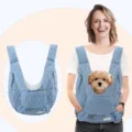 Gilet porte-animal matelassé bleu pour petits chiens et chats, design respirant. - Bleu