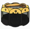 Parc pour animaux pliable pour chats et chiens, tente octogonale portable avec fenêtres. - M : 91*91*58 cm / Jaune