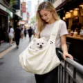 Sac de transport beige pour petits chiens et chats, bandoulière portable pour le voyage. - Sac bandoulière / Blanc Cassé