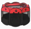 Parc pour animaux pliable portable rouge noir grille chien chat tente octogonale - M : 91*91*58 cm / Rouge