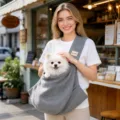 Sac bandoulière souple pour animaux de compagnie, petits chiens et chats, confortable. - Sac bandoulière / Gris clair