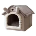 Chaud lit chat en peluche, maisonnette semi-fermée mignonne pour petits chiens et chats en hiver. - Petit (33x30x32cm) / Gris
