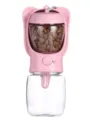 Gourde 2-en-1 portable rose pour animaux de compagnie et distributeur de nourriture. - Gobelet Eau et Nourriture / Rose
