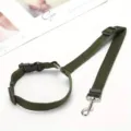 Adjustable army green pet dog car safety seat belt with metal clip and durable buckle. - Army Green