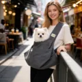 Sac de transport pour petits chiens et chats, sac bandoulière gris respirant pour voyage - Sac bandoulière / Gris foncé