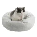 Lit pour animal de compagnie en peluche grise, rond, chaud et confortable pour chat. - S / Gris clair