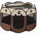 Foldable pet playpen octagonal dog tent breathable mesh cat delivery room portable fence - Brown