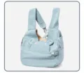 Détails du sac à dos pour animal bleu clair, tissu respirant avec jolies oreilles d'ours. - Bleu