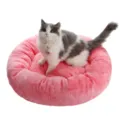 Lit pour animaux rond en peluche rose pour chats et petits chiens, nid chaud d'hiver douillet. - M / Rose vif