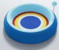 Lit rond tressé bleu pour chat bol à gratter avec variante de balle jouet à ressort - Modèle renforcé, emballage individuel / Style ciel étoilé rond profond 2.0