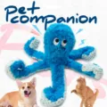 Blue plush octopus pet toy, durable interactive teething squeaky toy for dogs and cats. - Blue